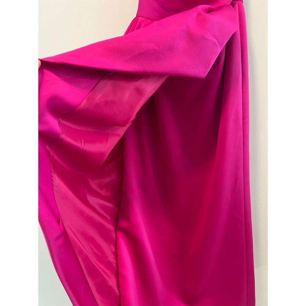 Victor Costa Fuchsia Strapless Evening Gown with Black Coat - Picture 4 of 16